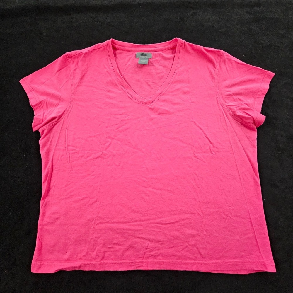 GH Bass Pink Short Sleeve V-Neck Boxy Fit Cotton T-Shirt Women's L